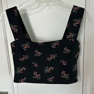 Abercrombie crop top matching set black floral size medium
